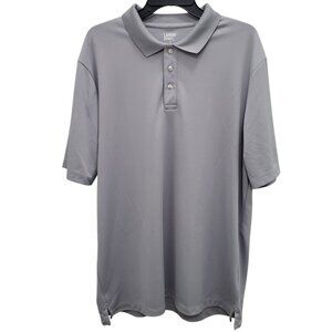 Lands' End Mens Big & Tall Solid Gray Basic Short Sleeve Breathable Golf Polo LT